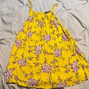 Pink Clover Sunlit Yellow Tank with Purple Floral Design